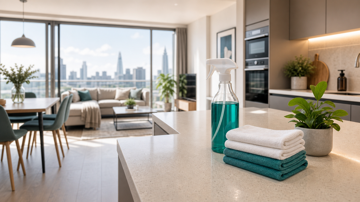 Fresh modern London home after a professional clean with subtle cleaning supplies